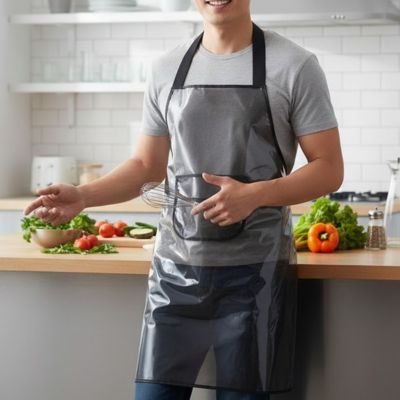 homme-portant-tablier-transparent-impermeable-foncer-dans-cuisine