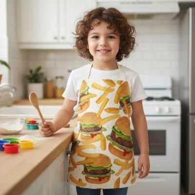 petit-garcon-portant-tablier-avec-motifs-burger-et-frites-dans-cuisine