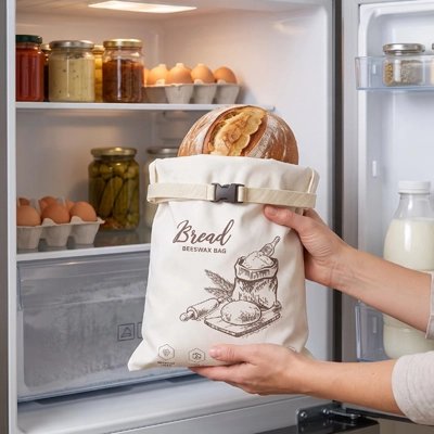 deux-mains-placent-un-sac-a-pain-beige-a-fermeture-rouler-contenant-un-pain-artisanal-dans-un-refregirateur-le-sac-est-decorer-linscription-bread-et-dune-illustration-de-boulangerie